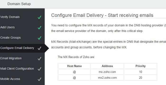 free email hosting for domain setup ZOHO godaddy